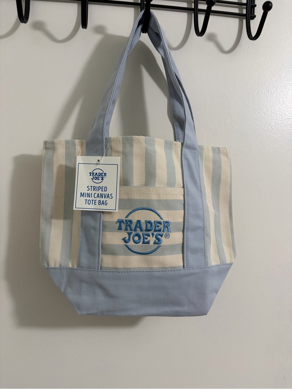 New NWT Trader Joe’s light blue white striped mini tote bag Collectible